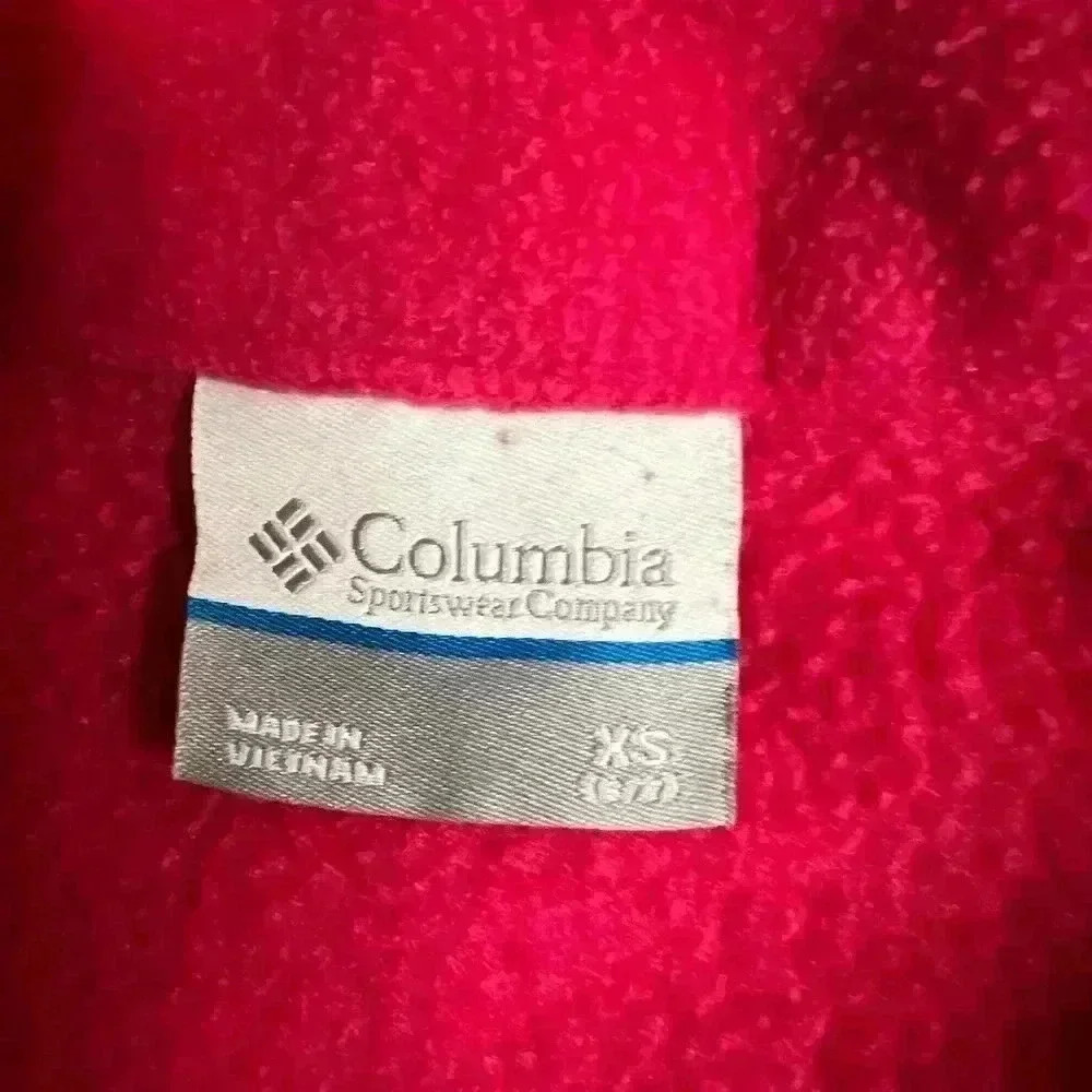 GIRLS COLUMBIA BRIGHT PINK FLEECE COAT SIZE X-SMALL 6/7 PREOWNED - Picture 2 of 5
